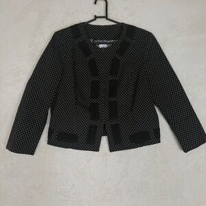Cabi Polka Dot Blazer Black White Textured Jacket Classic Retro Chic Size 6